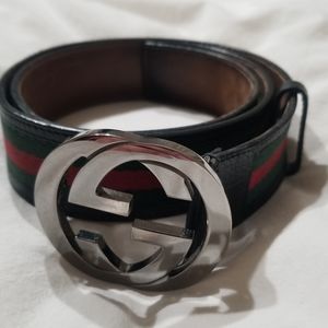 Gucci Men's Striped black/green/red Belt size 95 US size 34 35 36 37 38